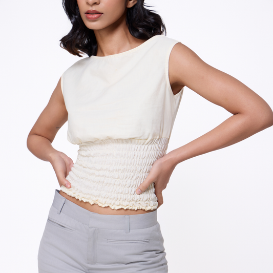 Ruched Waist Sleeveless Top